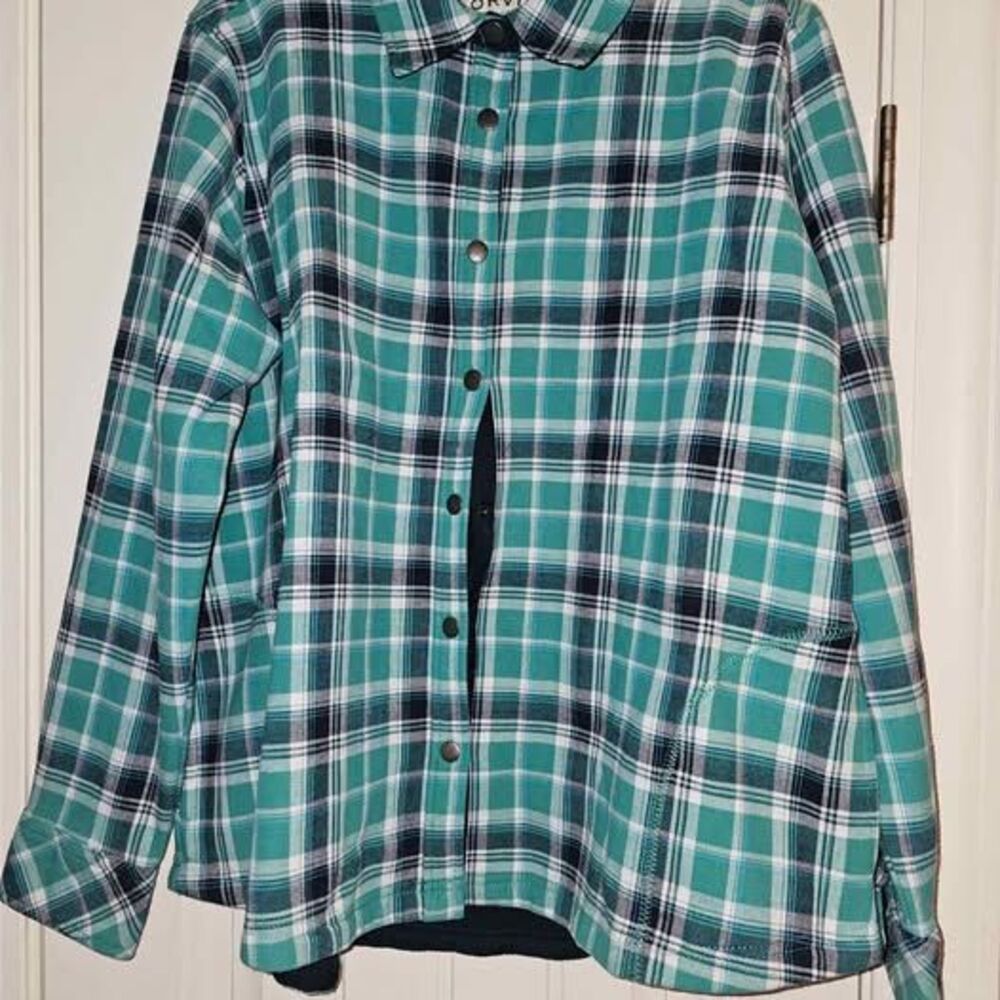Orvis Fleece Lined Plaid Flannel Shirt Jacket XXL